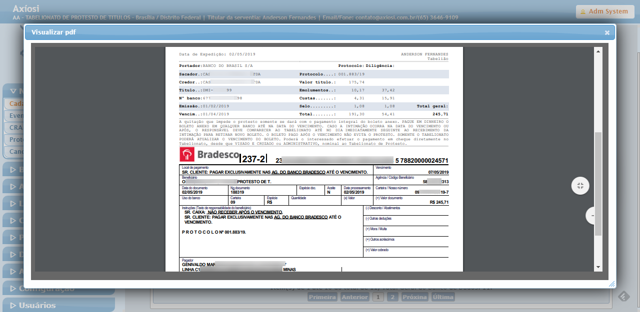 Notificação boleto